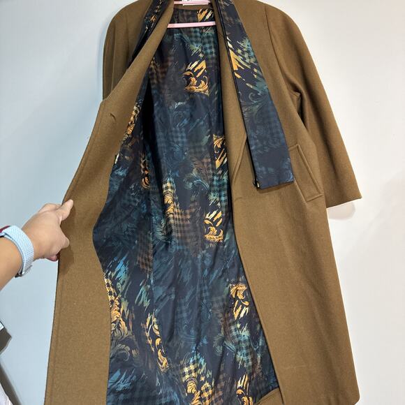 Billi By Billycoat Womens Brown Trench Coat Wool Blend Button Front Peak Lapel - Picture 9 of 16